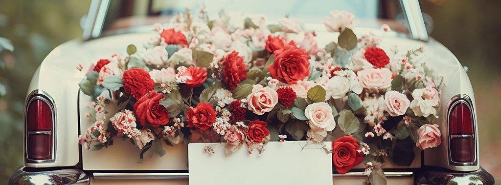 Décoration florale pour voiture de mariage